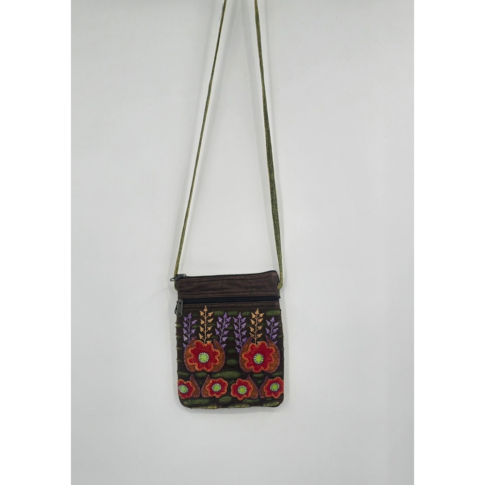 Rising Tide Nepal Crossbody Bag Embroidered Floral Cotton Boho Hippie Artisan